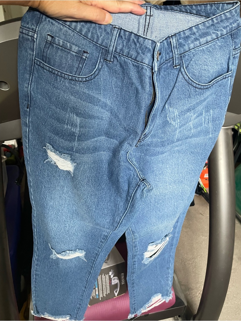 Classic High-Waist Distressed Women's Blue Jeans